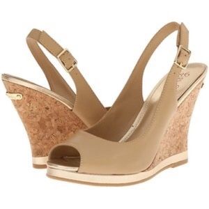 Lilly Pulitzer Kristin Slingback Wedge Nude size 7